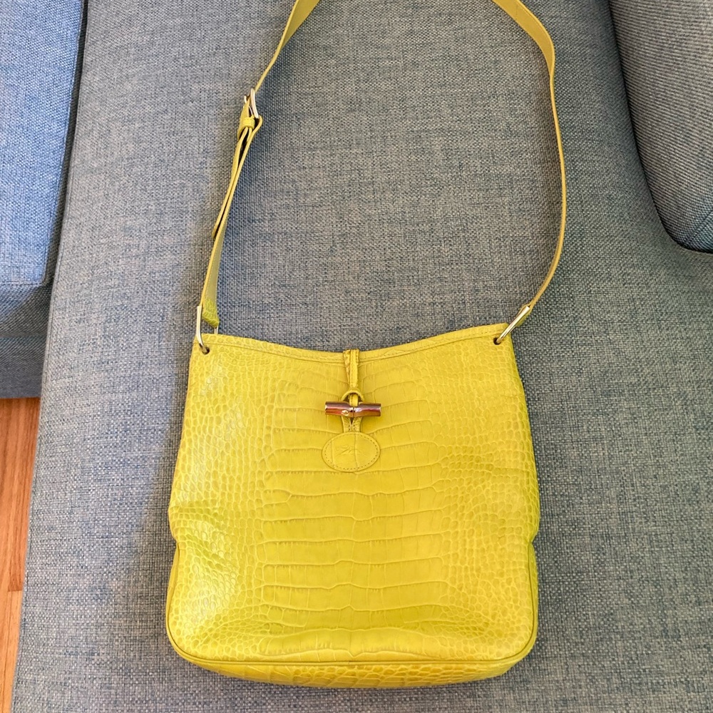 Longchamp 'Roseau' Croc Embossed Crossbody Bag